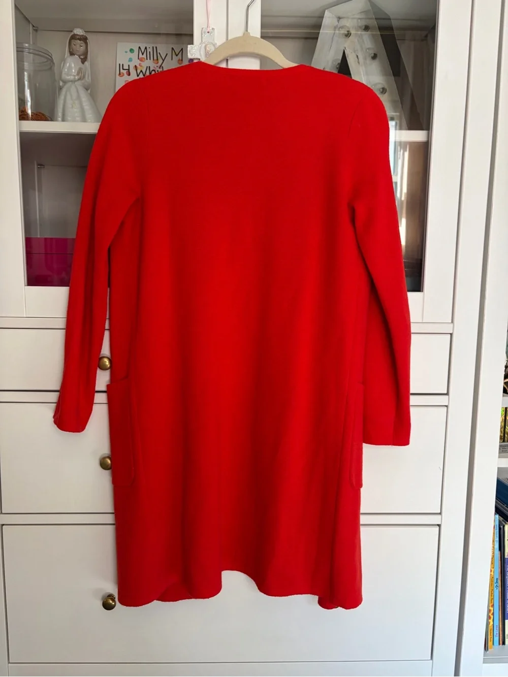 J. Crew Red Open-Front Long Cardigan